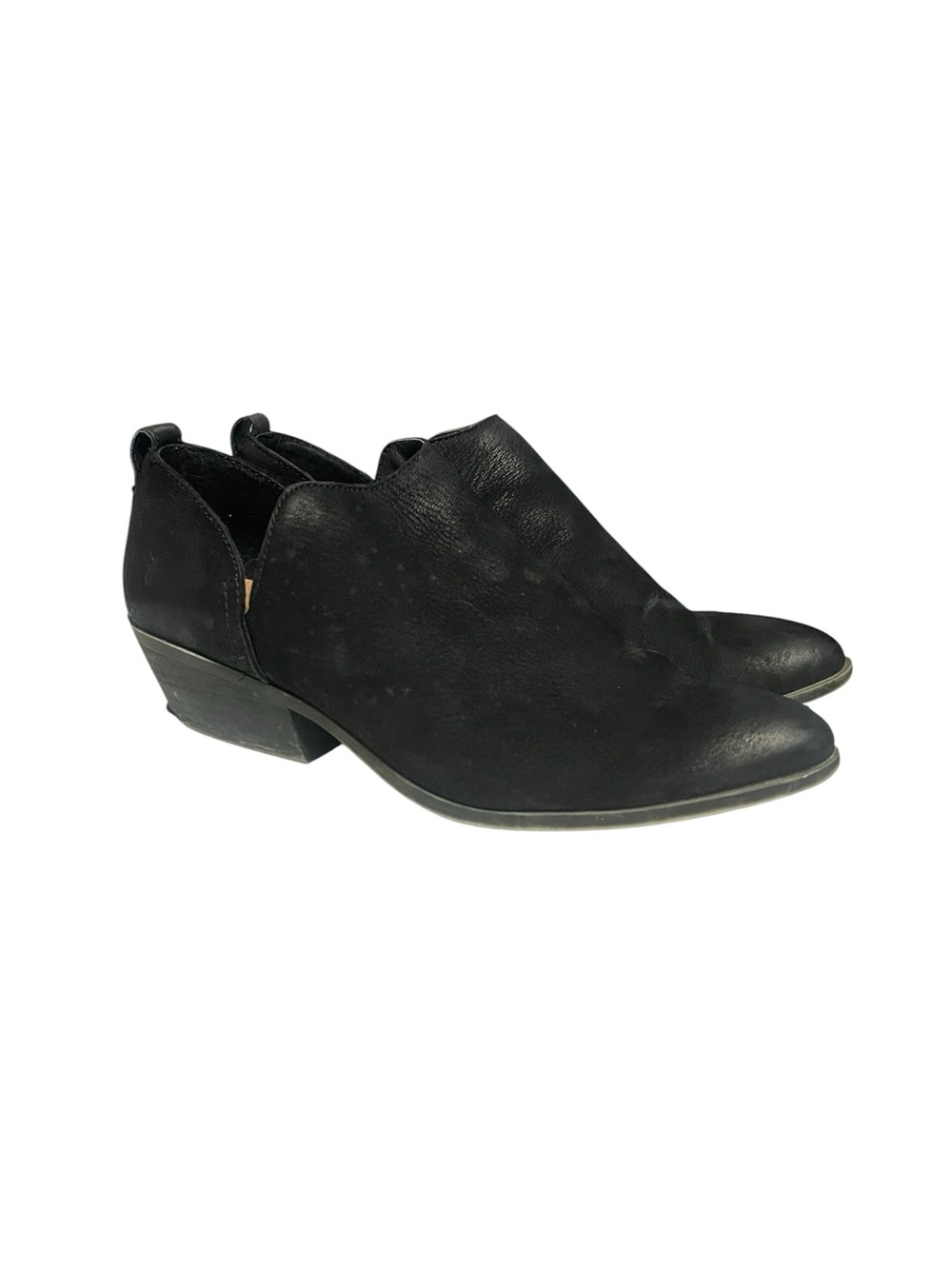 Frye Black Suede Low Heel Ankle Booties
